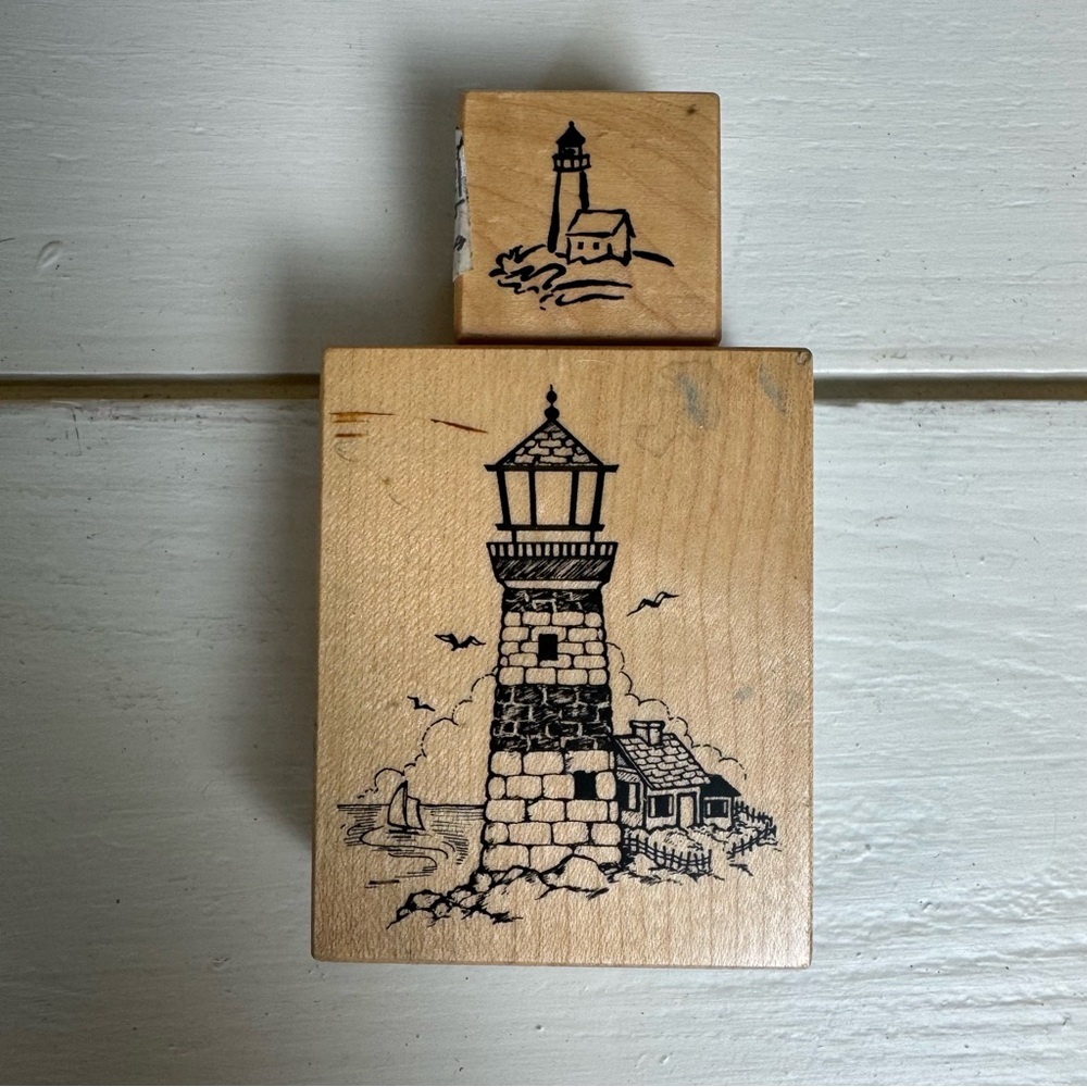 Lighthouse Design Wooden Rubber Stamps